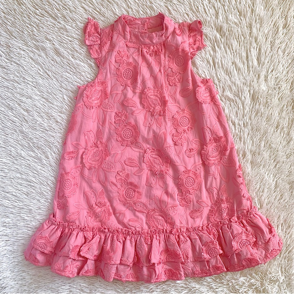 Janie and Jack Pink Floral Appliqué Dress•NWT